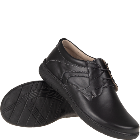 Czarne półbuty skórzane Syrena SR 819 - elegancja i wygoda