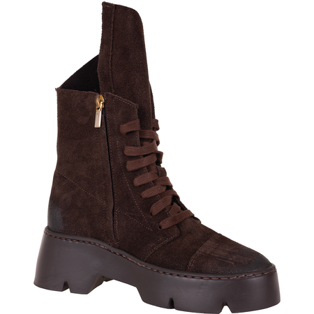 Skórzane trzewiki damskie SLA 976/224 czekolada welur