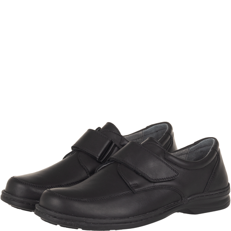 Skórzane półbuty męskie o podwyższonej tęgości H - Syrena SH 806, czarne