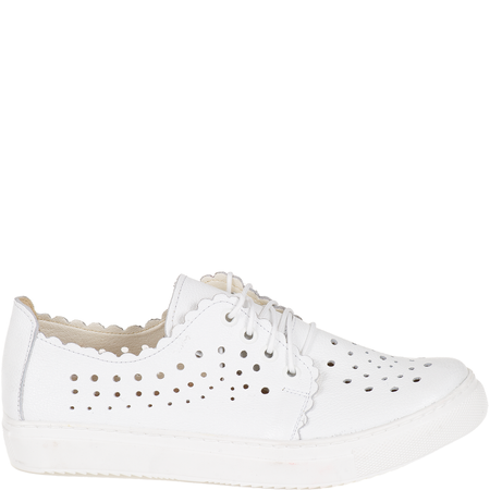 Półbuty ażurowe damskie Syrena SE 0502 białe, skóra naturalna