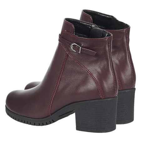 Bordowe botki damskie na obcasie marki Syrena SE 0046