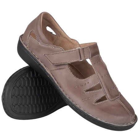 Przewiewne półbuty na rzepy SOT 067 cappuccino marki Syrena