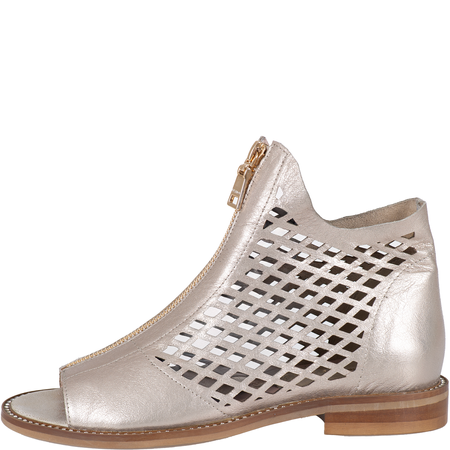 Sandały damskie na obcasie Syrena SLA 977/L/CR szampan, skórzane