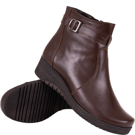 Klasyczne botki skórzane Syrena - model SE 015 czekolada