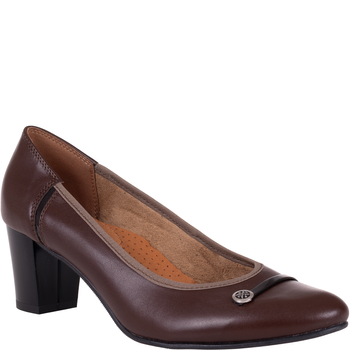 Czółenka damskie Syrena SWB 011 brązowe skórzane na klocku