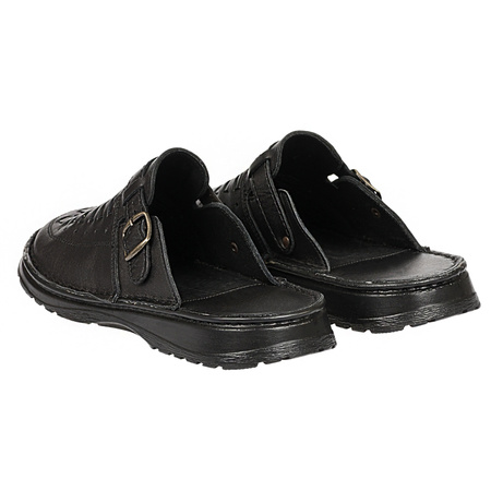 Klapki męskie skórzane czarne Syrena SST SST 056/107