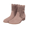 Botki damskie zamszowe z ozdobną cholewką Syrena SOP 222 cappucino