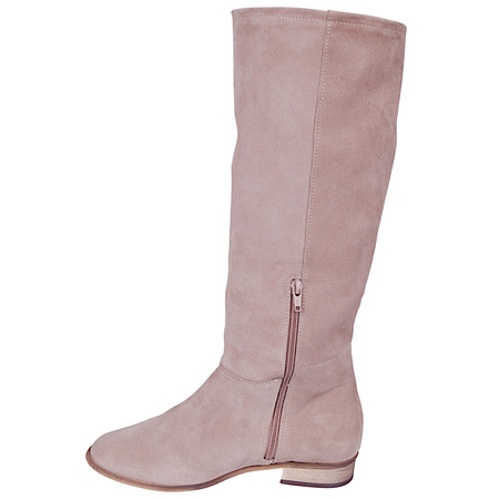 Zamszowe kozaki damskie na obcasie skóra naturalna Syrena SOP 204 cappuccino