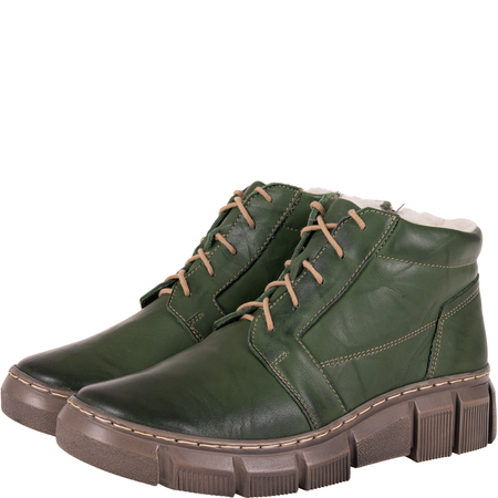 Botki damskie Syrena SST 4093 zielone - skóra naturalna