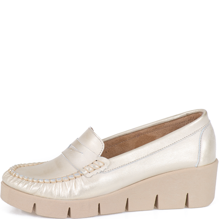 Skórzane mokasyny damskie Syrena SLA 989 złoto przecierane