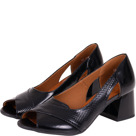 Czółenka damskie skórzane Syrena SGO 2036 czarny lakier