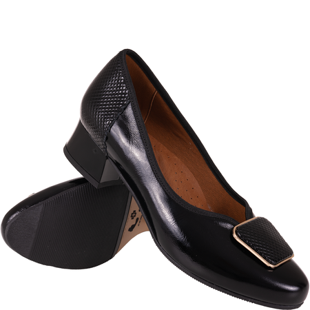 Czółenka damskie Syrena SGO 2094 czarne skóra licowa