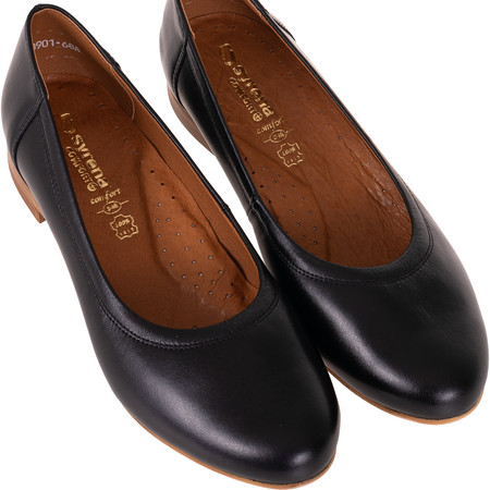 Skórzane baleriny damskie marki Syrena SGO 1660 czarne