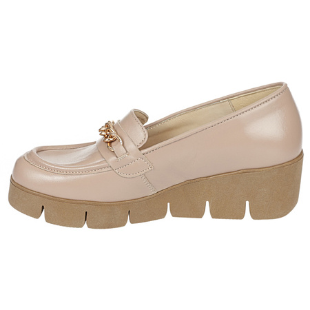 Półbuty na koturnie skórzane, beżowe Syrena SWB 028