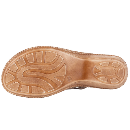 Klapki damskie Syrena SST 737/M cappuccino - skóra naturalna