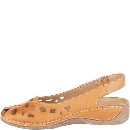 Skórzane sandały damskie ażurowe Syrena SH 4027 jasny brąz