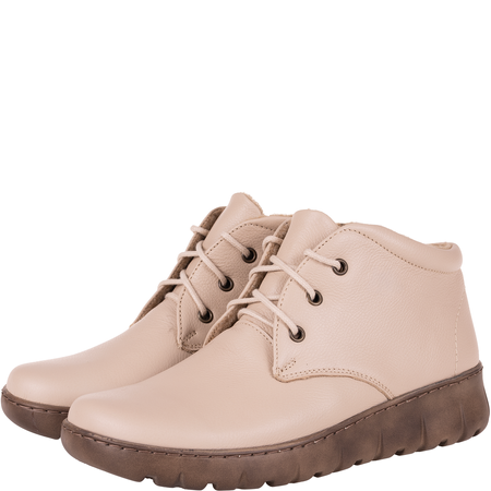 Botki damskie Syrena SH 793 ecru skóra naturalna ocieplane