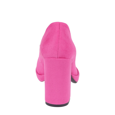 Czółenka damskie na grubym obcasie Syrena SEDA 329 fuksja zamsz