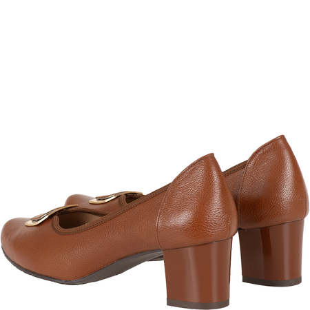 Czółenka na obcasie skórzane damskie - Syrena SE 7140 brąz