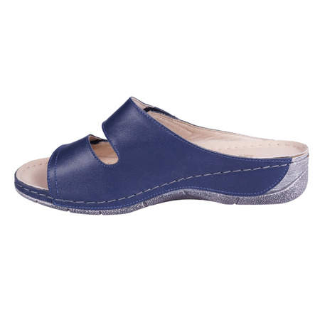 Klapki damskie skórzane SYRENA SWB 22538 granatowe