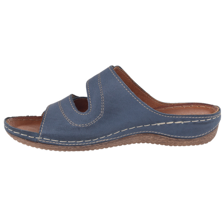 Klapki skórzane SST 828 granatowe Syrena - komfort i styl