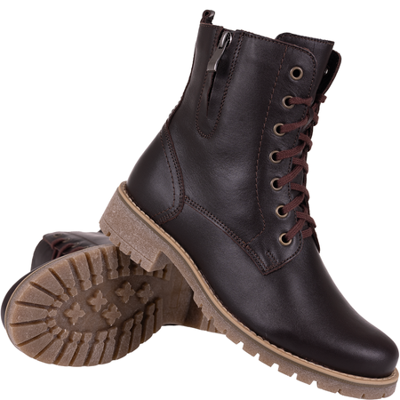 Botki damskie Syrena SST 4038 brązowe skórzane ocieplane