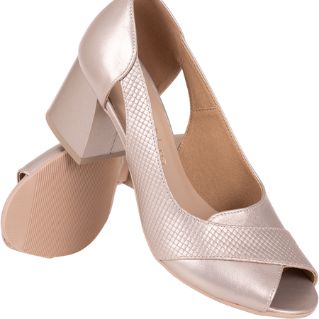 Czółenka damskie skórzane marki Syrena SGO 2036 perła