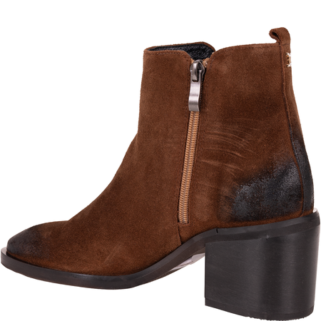 Modne botki damskie Syrena SLA 1136/216 brąz skóra welurowa