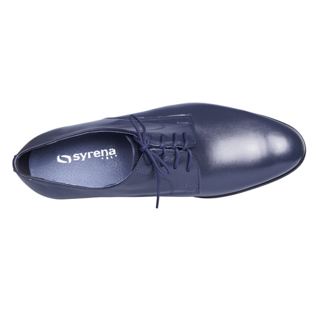 Półbuty męskie pantofle wizytowe skórzane marki Syrena SE 934 granatowe