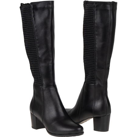 Czarne kozaki ze stretchem Syrena SWB K-269 skórzane