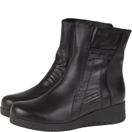 Wygodne botki skórzane Syrena SWB K-212A czarne, 4 cm obcas
