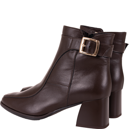 Skórzane botki na obcasie - Syrena SGO 1978 czekolada