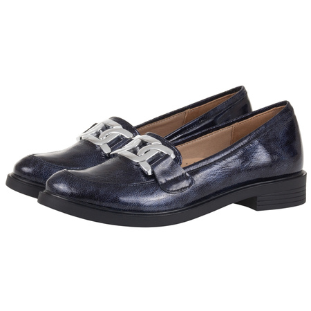 Półbuty damskie mokasyny skórzane Syrena SE 0055 granatowe