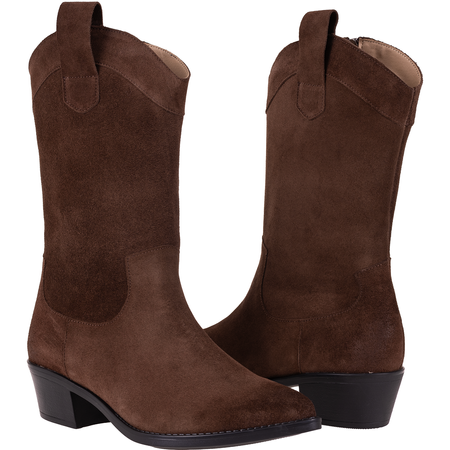 Syrena STA 4389 brązowe skórzane kowbojki damskie na obcasie