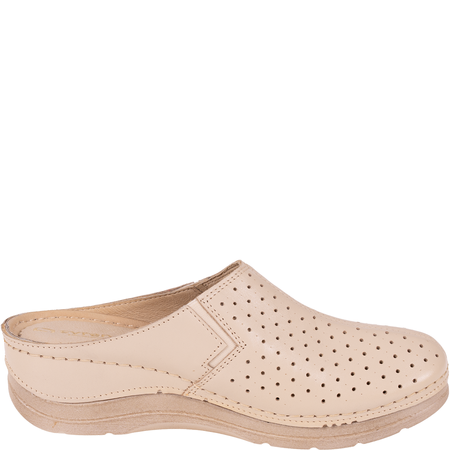 Beżowe klapki skórzane marki Syrena SWB 562 na koturnie