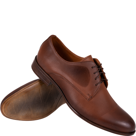 Skórzane półbuty męskie marki Syrena SI 335B-807 brązowe