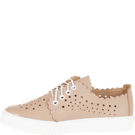 Półbuty ażurowe damskie Syrena SE 0502 cappuccino, skóra