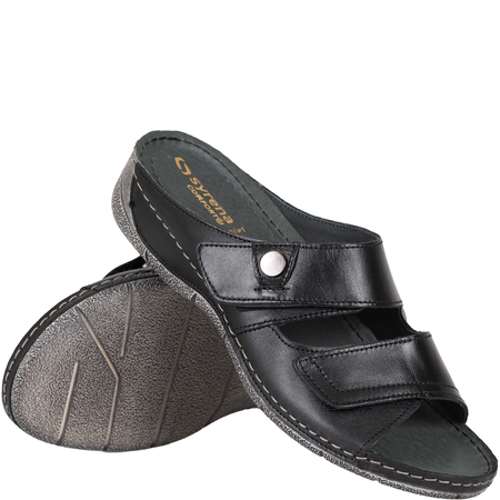 Klapki damskie eleganckie skórzane Syrena SWB 538 czarny-2