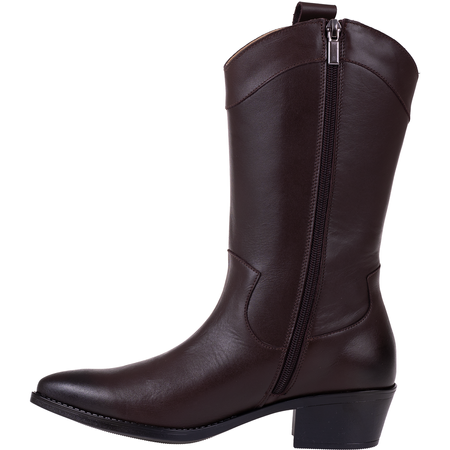 Syrena STA 4389 - kasztan skórzane kowbojki damskie na obcasie