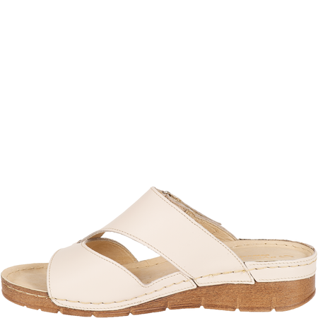 Klapki skórzane damskie marki Syrena SST 908/K jasny beż