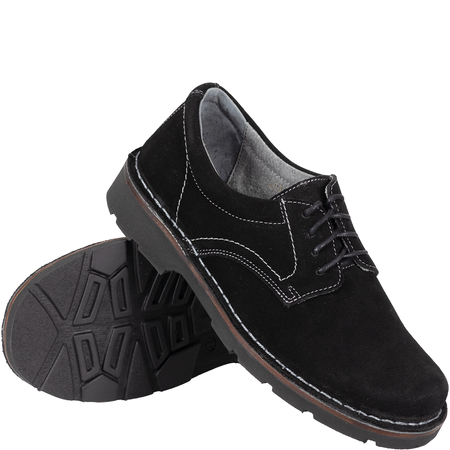 Wygodne skórzane półbuty męskie marki Syrena SH 808 czarne