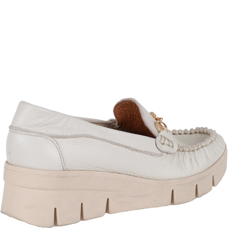 Skórzane mokasyny damskie Syrena SLA 989/B krem-groszek