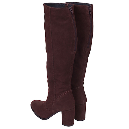 Eleganckie zamszowe kozaki damskie na obcasie skóra naturalna Syrena SOP 715 brąz