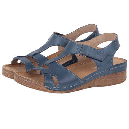 Sandały damskie skórzane Syrena SOT 420 granatowe