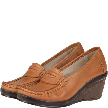 Półbuty damskie na koturnie Syrena SST 1593/50 rude