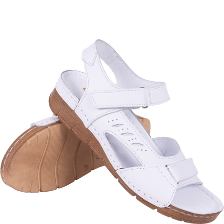 Sandały damskie skórzane marki Syrena SST 907 białe