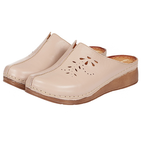 Klapki damskie skóra naturalna Syrena SST 922/M beżowe