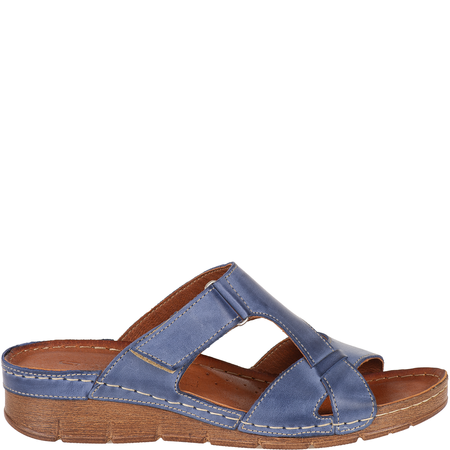 Klapki skórzane damskie marki Syrena SST 908/K niebieskie