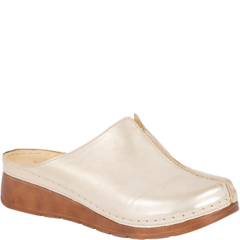 Klapki damskie skóra naturalna Syrena SST 922 beżowo-złote