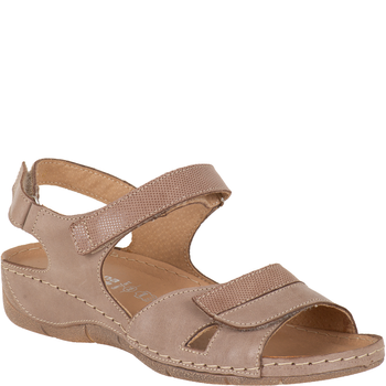 Skórzane sandały damskie na rzepy Syrena SH 106 beżowe